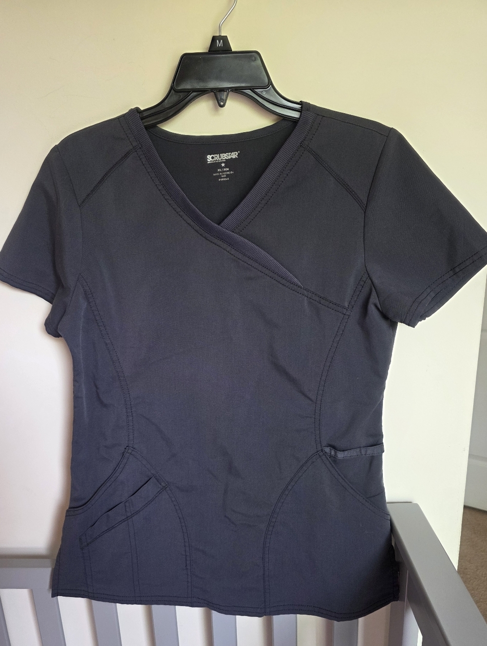 ScrubsStar V-Neck Womens Short Sleeve Scrub Top in Dark Gray Size XS